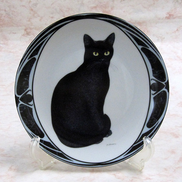 Ottlinger Sevelen ハンス ルティマンの黒猫の絵皿 Ratselhafte Sphinx Vintage
